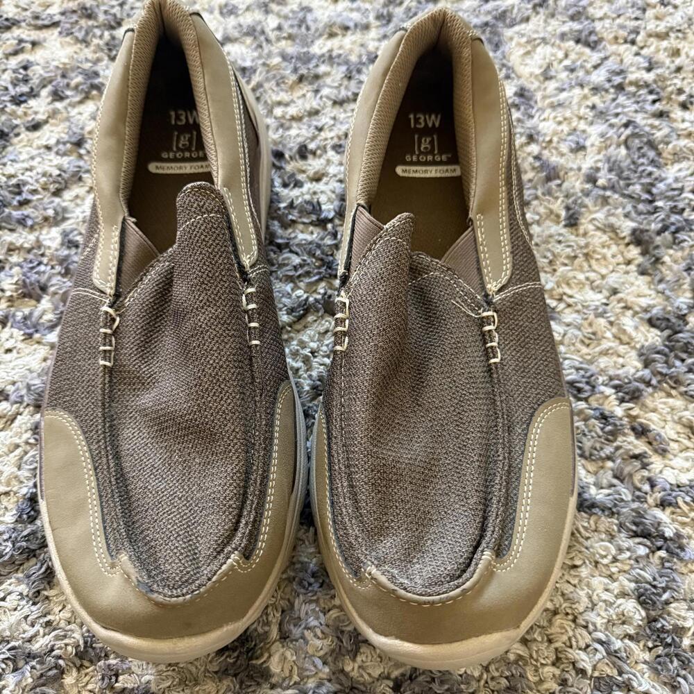 George Memory Foam Slip On Shoes Mens 13W Brown Casual Comfort